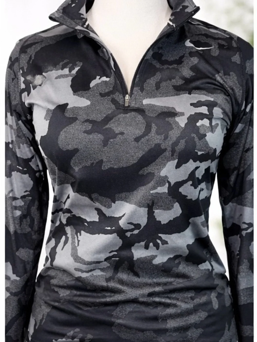 Nike Women's Black & Gray Camo Quarter-Zip Training Top